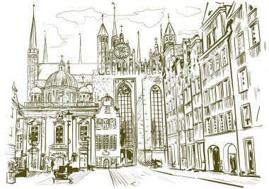 Gdansk 'taki eski bir şehir.