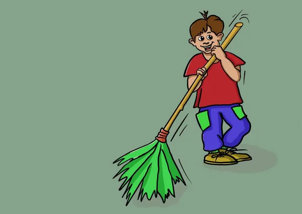 illustration of a person with a broom