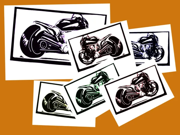Silueta Una Motocicleta Foto — Archivo Imágenes Vectoriales