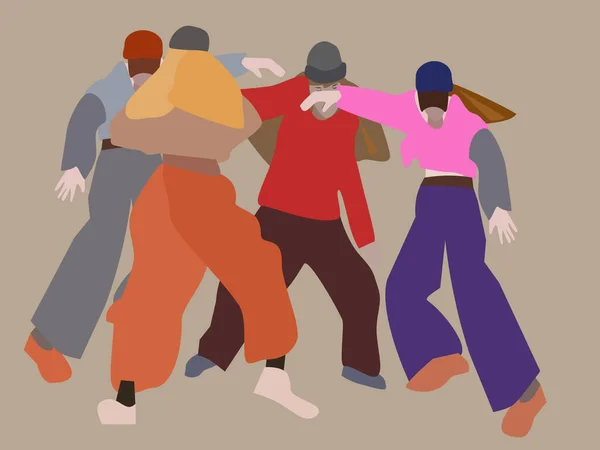 Grupp Folk Som Dansar — Stock vektor