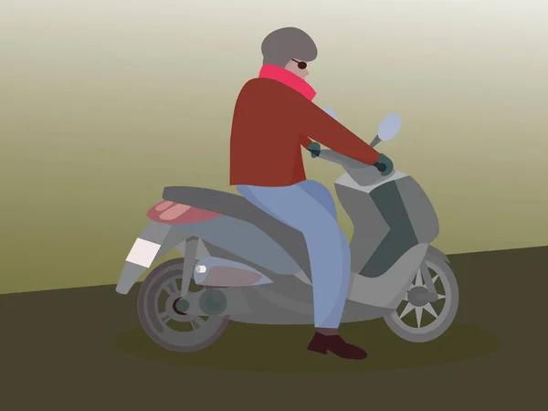 Una Persona Illustrazione Scooter — Vettoriale Stock