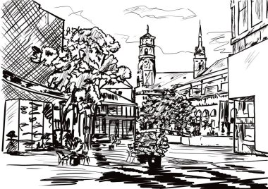   Kasabadaki Stuttgart eski caddesi