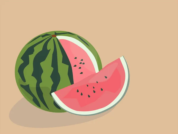 Illustration Einer Sehr Schmackhaften Und Saftigen Wassermelone — Stockvektor