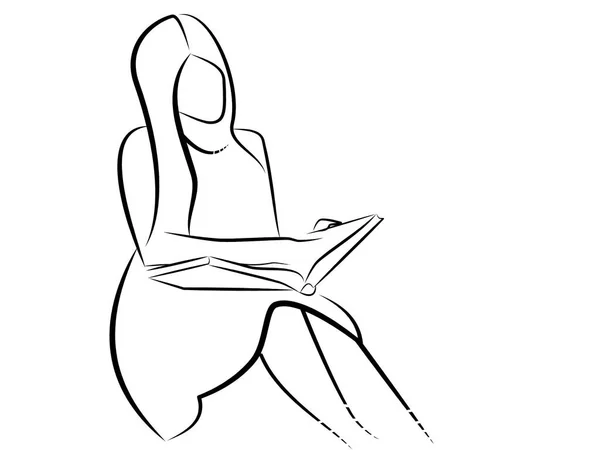 Une Jeune Femme Avec Grand Livre — Image vectorielle