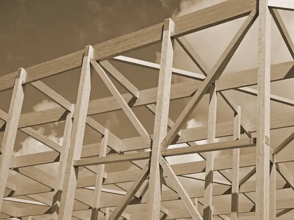 Wooden Frame New Building — Stock Photo, Image