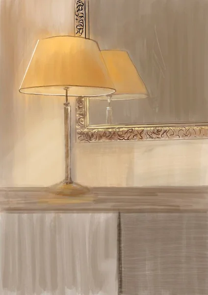 Interieur Van Een Kamer Met Een Lamp — Stockfoto