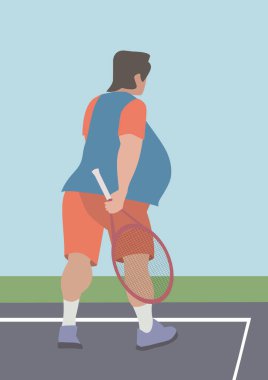 Elinde tenis raketi olan bir adam.