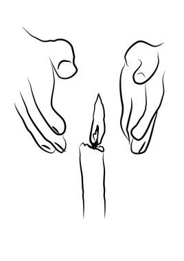 Bir mum ve beyaz bir el.