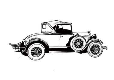 Şehirdeki eski araba çizimleri.