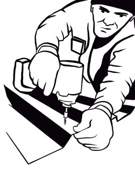   çatıda çalışan bir işçi.