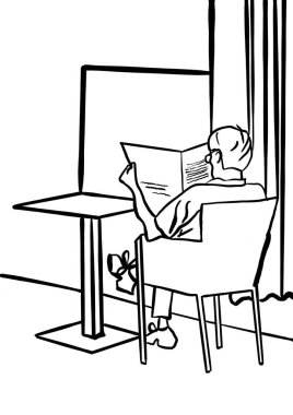   evde bir gazete okuyan adam 