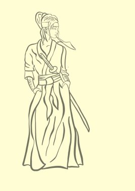    Japon bir samuray kızı tasviri