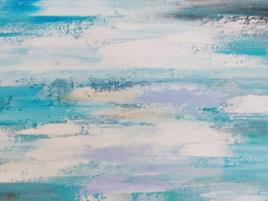 Abstract blurred background in blue and white tone. Fragment of a drawing on canvas.