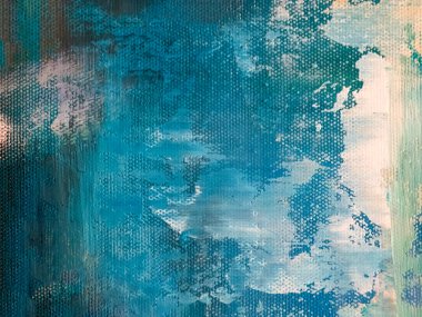 Abstract blurred background in blue and white tone. Fragment of a drawing on canvas.