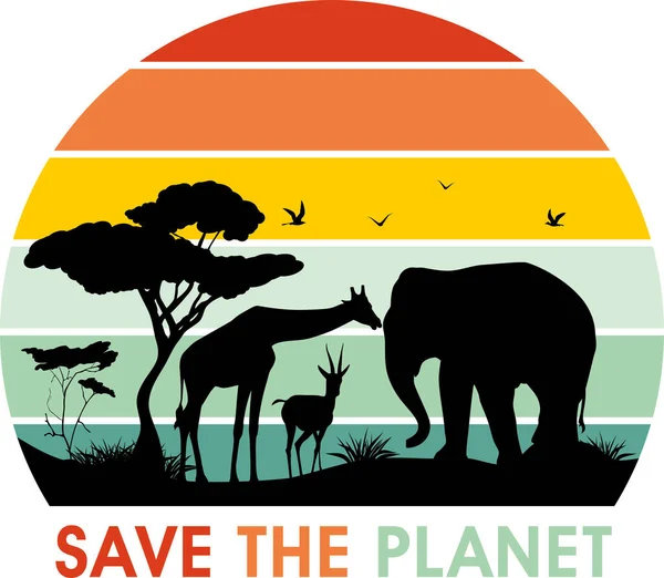 Σώσε Τον Πλανήτη Φωτεινό Σχέδιο Για Εκτύπωση — Διανυσματικό Αρχείο