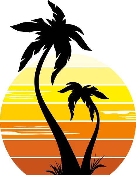 Palmy Zachodzie Słońca Naklejka — Wektor stockowy