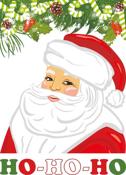 Happy Santa Claus Festive Design Greeting Card — Stock Vector