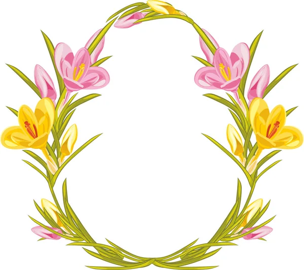 美丽的复活节花环与番红花 — 图库矢量图片