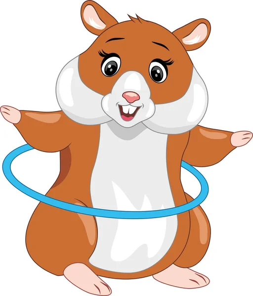 Komik Hamster Spor Çemberini Çeviriyor — Stok Vektör