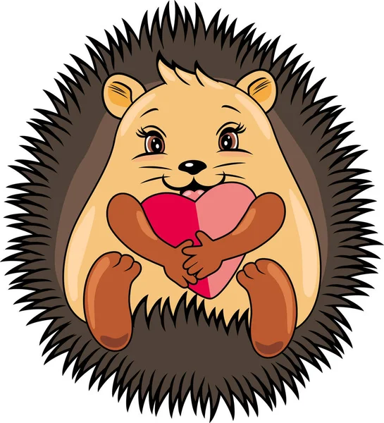 Hedgehog Abbraccia Cuore — Vettoriale Stock