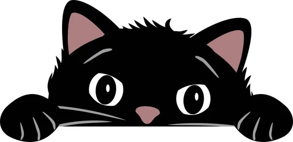 Peeping Funny Black Cat — Stock Vector