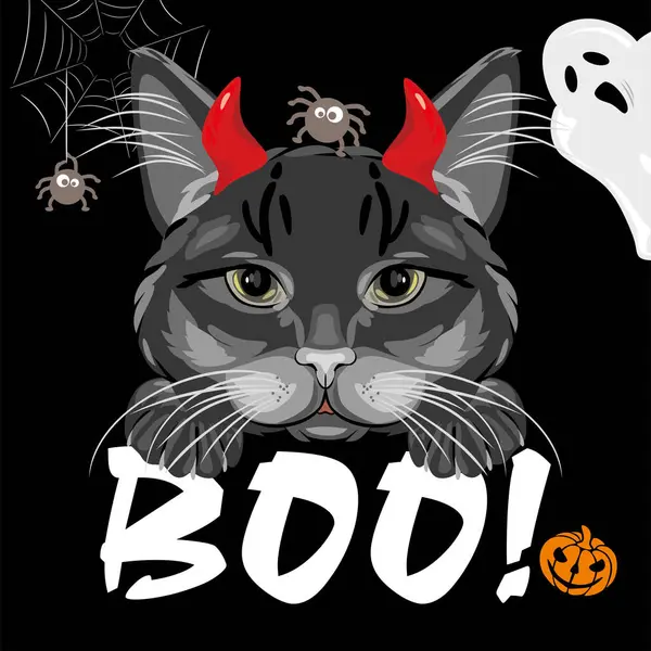 Diseño Festivo Con Gato Negro Para Halloween Vectores de stock libres de derechos
