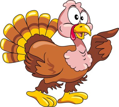 Funny surprised pointing turkey clipart