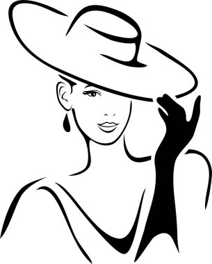 Şapkalı ve eldivenli güzel bayan. Moda tasarımı için özet