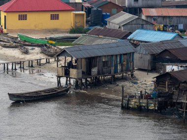 Nehir için Afrika şehir panoraması. Lagos, Nijerya, Afrika