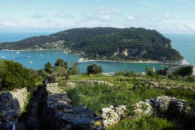 La Spezia Gulf 'un tepeden manzarası çok güzel.