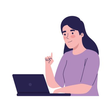 Dizüstü bilgisayar teknolojisi kullanan kadın