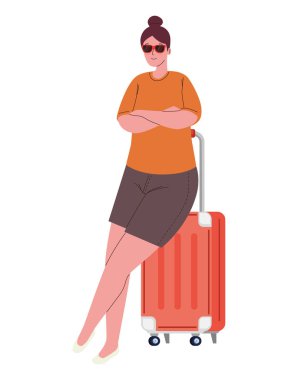 Bavul karakteri olan kadın turist