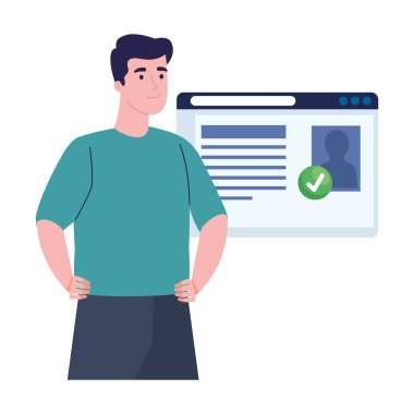 Web sayfası şablon karakterli adam