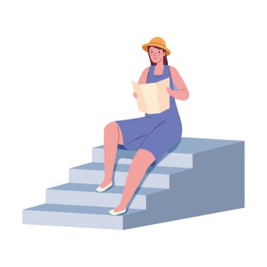 Haritada izole edilmiş kadın turist