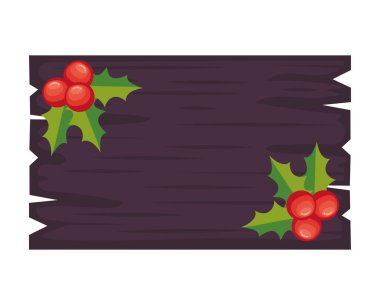 Ahşap etiket simgesinde Noel kirazları