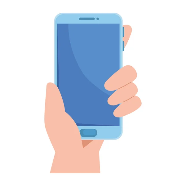 Hand Met Smartphone Apparaat Technologie — Stockvector