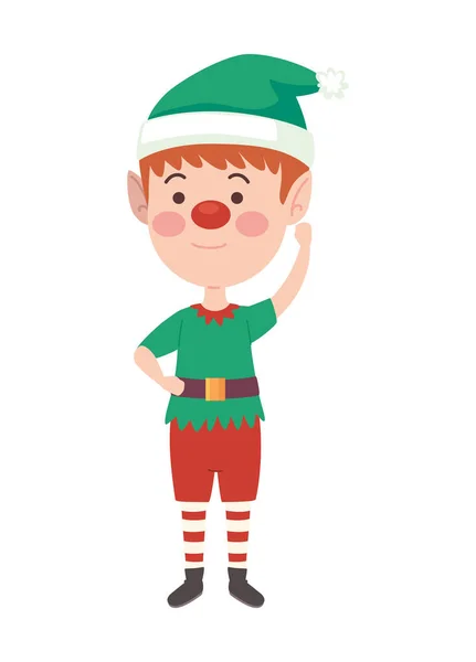 Cute Male Elf Saludating Character — Stock Vector