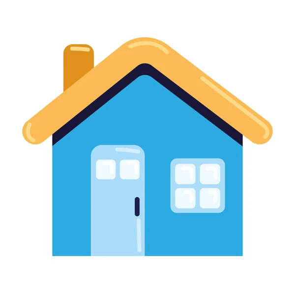 Blue House Front Facade Icon — Image vectorielle