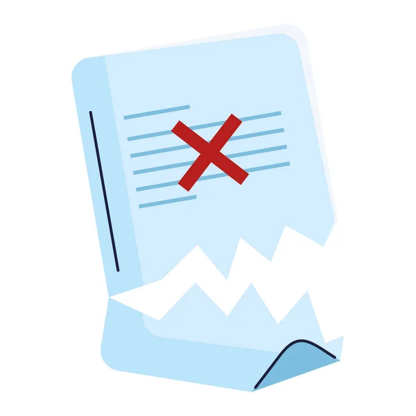 Paper Document Torn Error Isolated Icon — Stock Vector