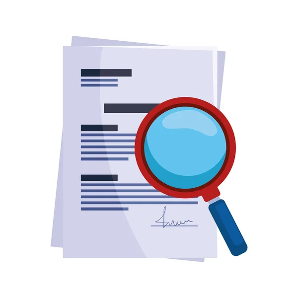 Signed Contract Magnifying Glass Icon — Stock Vector