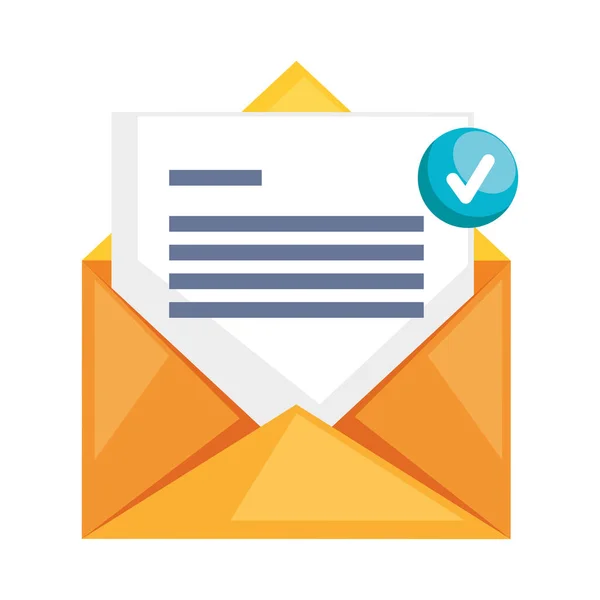 Envelop Mail Met Check Symbool Pictogram — Stockvector