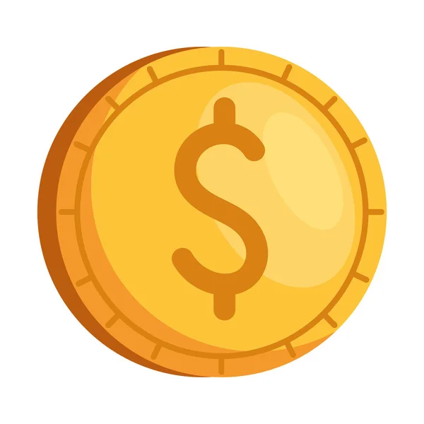 Moeda Ouro Ícone Dólar — Vetor de Stock