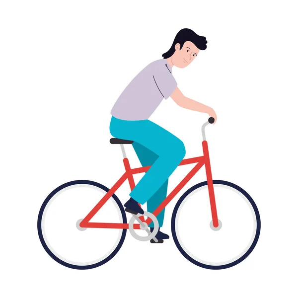 Homem Andando Bicicleta Personagem Veículo — Vetor de Stock