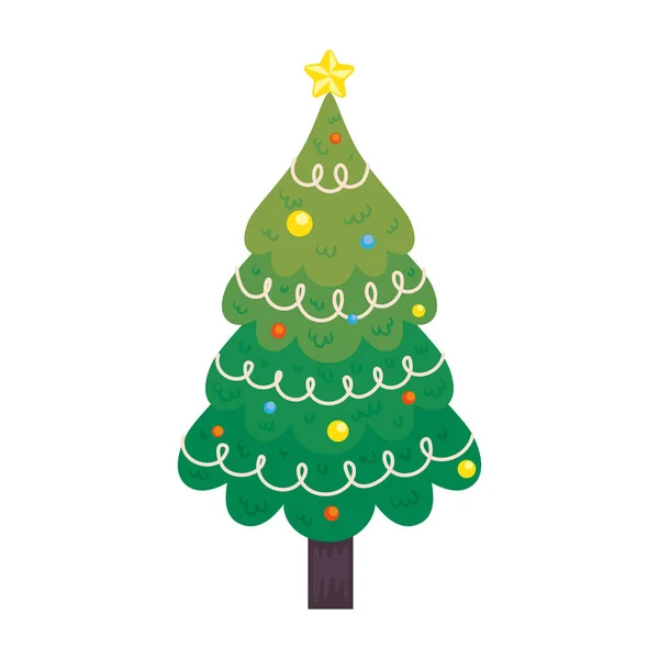 Árvore Natal Com Ícone Bolas — Vetor de Stock