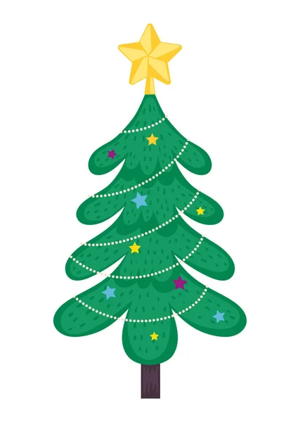 Merry Christmas Pine Tree Icon — Stock Vector