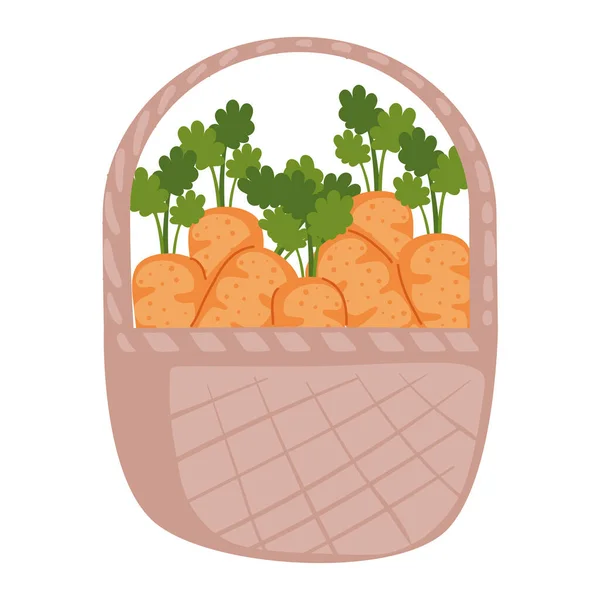 バスケットアイコンのニンジン野菜 — ストックベクタ