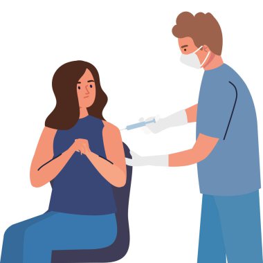 Doktor hasta karakterlere aşı uyguluyor.