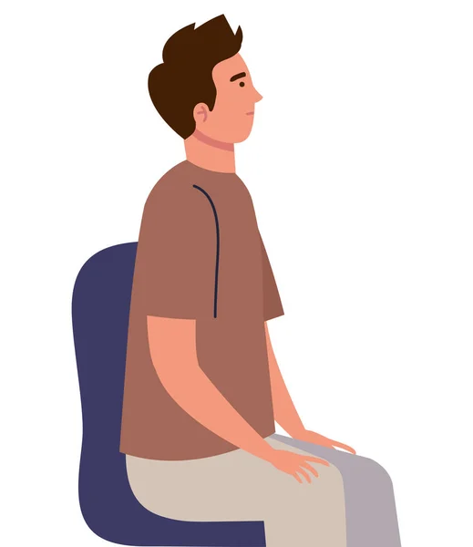 Young Man Seated Chair Character — 图库矢量图片