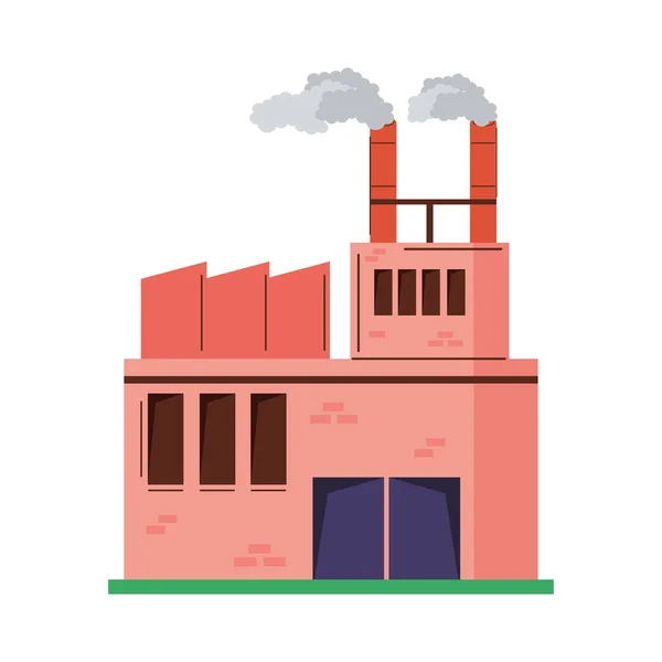 Pinkes Industriegebäude Mit Schornstein — Stockvektor