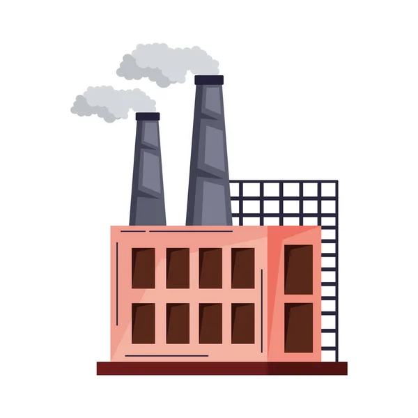 Розовое Здание Фабрики Дымоходом — стоковый вектор